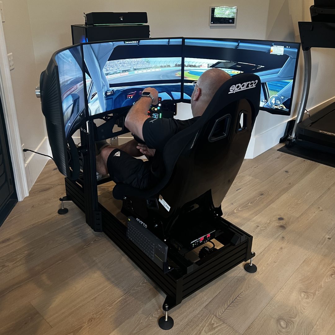 A turn key racing simulator made by Sim Coaches for Sim Racing.