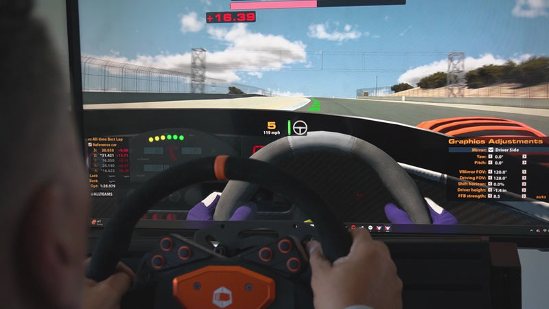 Driver on racing simulator