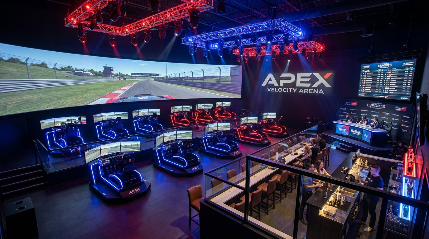 Large sim racing arena setup