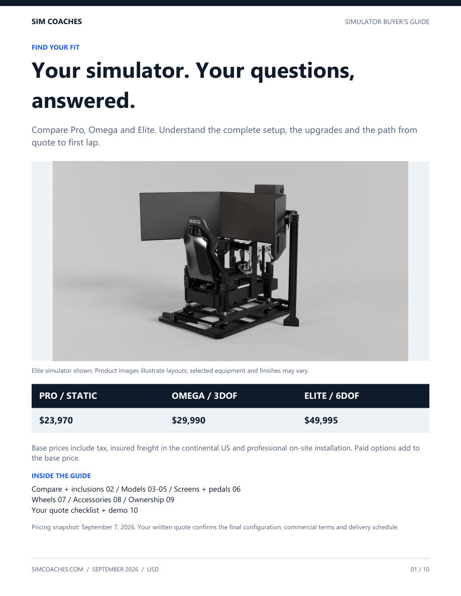 Cover of the 2026 Racing Simulator Buyer's Guide